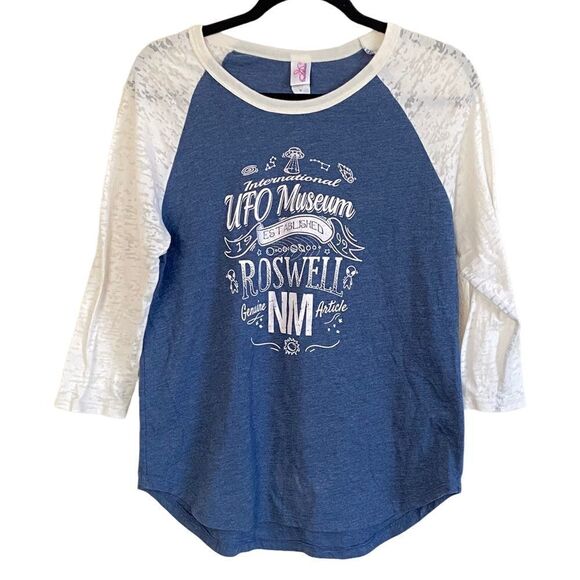 Vtg Graphic UFO Roswell International UFO Museum Raglan Baseball T Shirt Sz M - Picture 8 of 8